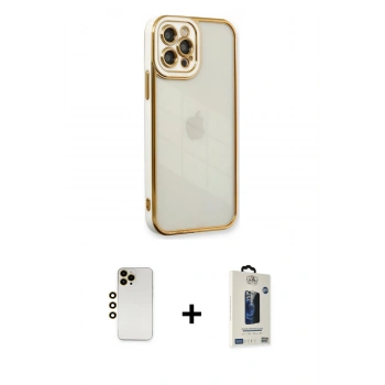 MARSİLYAN™- iPhone 12 Pro Max Kılıf Çekirdek Klasik Serisi - Siyah Bilvis Hayalet Cam Ekran Koruyucu + Shine Kamera Lens - GD