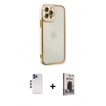 MARSİLYAN™- iPhone 12 Pro Max Kılıf Çekirdek Klasik Serisi - Siyah Bilvis Hayalet Cam Ekran Koruyucu + Shine Kamera Lens - LT