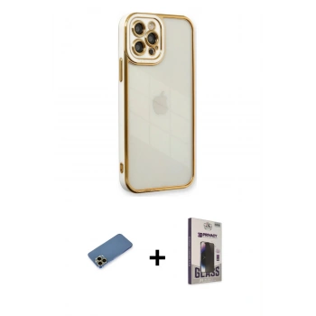 MARSİLYAN™- iPhone 12 Pro Max Kılıf Çekirdek Klasik Serisi - Siyah Bilvis Hayalet Cam Ekran Koruyucu + Shine Kamera Lens Koruma Cam - GD