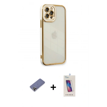 MARSİLYAN™- iPhone 12 Pro Max Kılıf Çekirdek Klasik Serisi - Siyah Joko 5D Cam + Metal Kamera Lens Koruma Cam - GD