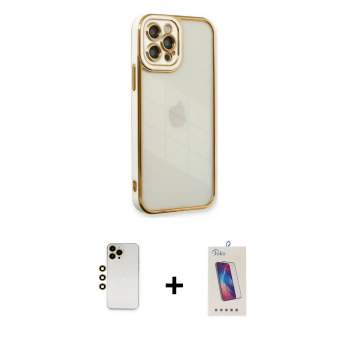 MARSİLYAN™- iPhone 12 Pro Max Kılıf Çekirdek Klasik Serisi - Siyah Joko 5D Cam + Shine Kamera Lens - GD