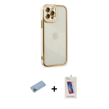 MARSİLYAN™- iPhone 12 Pro Max Kılıf Çekirdek Klasik Serisi - Siyah Joko 5D Cam + Shine Kamera Lens Koruma Cam - MI