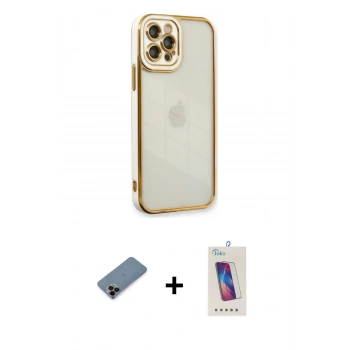 MARSİLYAN™- iPhone 12 Pro Max Kılıf Çekirdek Klasik Serisi - Siyah Joko 5D Cam + Shine Kamera Lens Koruma Cam - SH