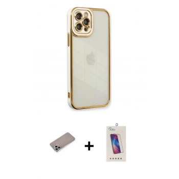 MARSİLYAN™- iPhone 12 Pro Max Kılıf Çekirdek Klasik Serisi - Siyah Joko 5D Cam + Shine Kamera Lens Koruma Cam - SABE