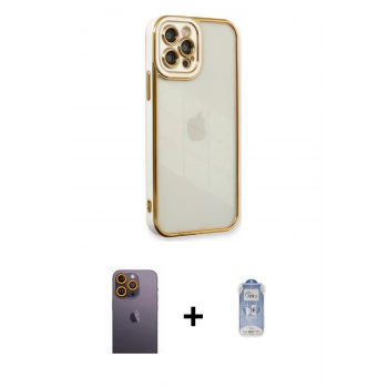 MARSİLYAN™- iPhone 12 Pro Max Kılıf Çekirdek Klasik Serisi - Siyah Joko Magic 5D Cam + Neon Fosforlu Kamera Lens - SI