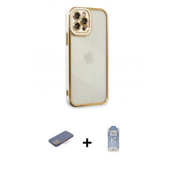 MARSİLYAN™- iPhone 12 Pro Max Kılıf Çekirdek Klasik Serisi - Siyah Joko Magic 5D Cam + Renkli Kamera Lens Koruma Cam - PE