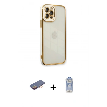 MARSİLYAN™- iPhone 12 Pro Max Kılıf Çekirdek Klasik Serisi - Siyah Joko Magic 5D Cam + Renkli Kamera Lens Koruma Cam - TU