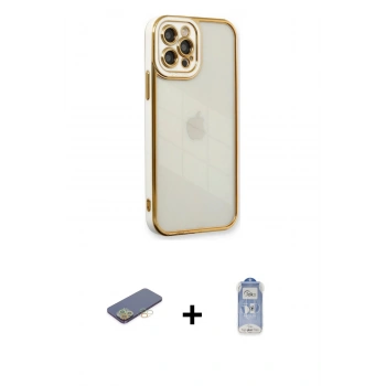 MARSİLYAN™- iPhone 12 Pro Max Kılıf Çekirdek Klasik Serisi - Siyah Joko Magic 5D Cam + Renkli Kamera Lens Koruma Cam - SI