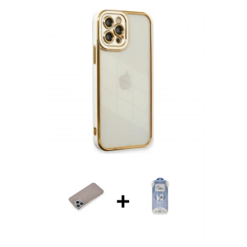 MARSİLYAN™- iPhone 12 Pro Max Kılıf Çekirdek Klasik Serisi - Siyah Joko Magic 5D Cam + Shine Kamera Lens Koruma Cam - SABE
