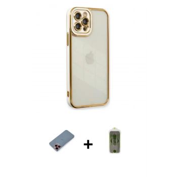MARSİLYAN™- iPhone 12 Pro Max Kılıf Çekirdek Klasik Serisi - Siyah Joko Magic 5D Hayalet Cam + Metal Kamera Lens Koruma Cam - KI