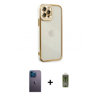 MARSİLYAN™- iPhone 12 Pro Max Kılıf Çekirdek Klasik Serisi - Siyah Joko Magic 5D Hayalet Cam + Neon Fosforlu Kamera Lens - MI