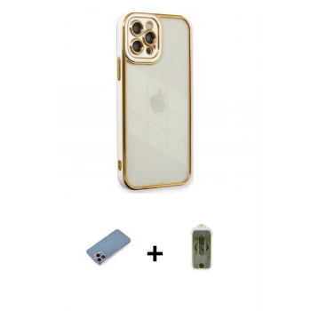 MARSİLYAN™- iPhone 12 Pro Max Kılıf Çekirdek Klasik Serisi - Siyah Joko Magic 5D Hayalet Cam + Shine Kamera Lens Koruma Cam - PE