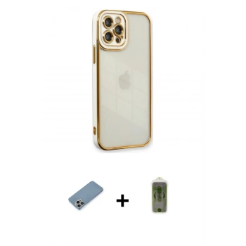 MARSİLYAN™- iPhone 12 Pro Max Kılıf Çekirdek Klasik Serisi - Siyah Joko Magic 5D Hayalet Cam + Shine Kamera Lens Koruma Cam - GI