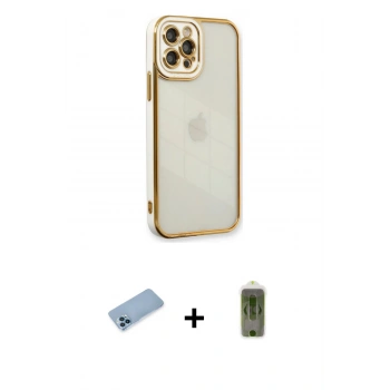 MARSİLYAN™- iPhone 12 Pro Max Kılıf Çekirdek Klasik Serisi - Siyah Joko Magic 5D Hayalet Cam + Shine Kamera Lens Koruma Cam - MI