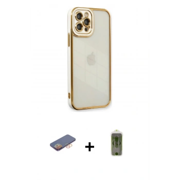MARSİLYAN™- iPhone 12 Pro Max Kılıf Çekirdek Klasik Serisi - Siyah Joko Magic 5D Hayalet Cam + Renkli Kamera Lens Koruma Cam - TU