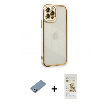 MARSİLYAN™- iPhone 12 Pro Max Kılıf Çekirdek Klasik Serisi - Siyah Mat Seramik Nano Ekran Koruyucu + Shine Kamera Lens Koruma Cam - GI