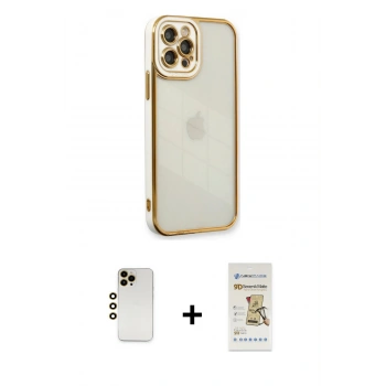 MARSİLYAN™- iPhone 12 Pro Max Kılıf Çekirdek Klasik Serisi - Siyah Mat Seramik Nano Ekran Koruyucu + Shine Kamera Lens - GD