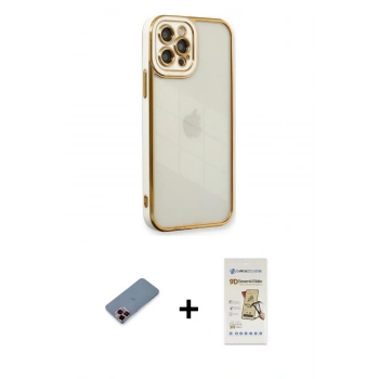 MARSİLYAN™- iPhone 12 Pro Max Kılıf Çekirdek Klasik Serisi - Siyah Mat Seramik Nano Ekran Koruyucu + Metal Kamera Lens Koruma Cam - KI