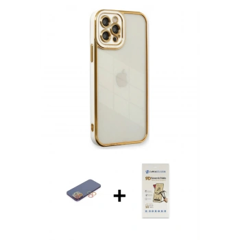 MARSİLYAN™- iPhone 12 Pro Max Kılıf Çekirdek Klasik Serisi - Siyah Mat Seramik Nano Ekran Koruyucu + Renkli Kamera Lens Koruma Cam - TU