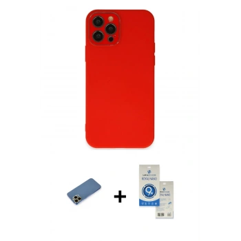 MARSİLYAN™- iPhone 12 Pro Max Kılıf Çekirdek Modern Serisi - Şeffaf Royal Nano Ekran Koruyucu + Shine Kamera Lens Koruma Cam - GD
