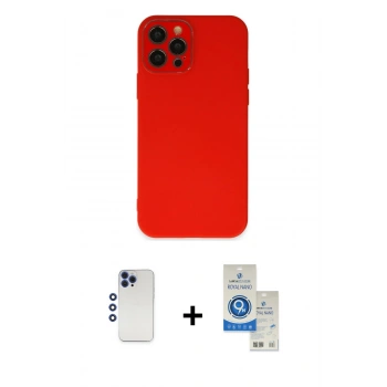 MARSİLYAN™- iPhone 12 Pro Max Kılıf Çekirdek Modern Serisi - Şeffaf Royal Nano Ekran Koruyucu + Shine Kamera Lens - LT
