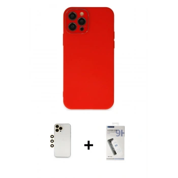 MARSİLYAN™- iPhone 12 Pro Max Kılıf Çekirdek Modern Serisi - Şeffaf Uv Polymer Nano Ekran Koruyucu + Shine Kamera Lens - GD