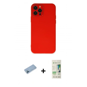 MARSİLYAN™- iPhone 12 Pro Max Kılıf Çekirdek Modern Serisi - Siyah 20D Premium Cam Ekran Koruyucu + Shine Kamera Lens Koruma Cam - MI