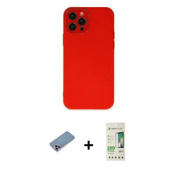 MARSİLYAN™- iPhone 12 Pro Max Kılıf Çekirdek Modern Serisi - Siyah 20D Premium Cam Ekran Koruyucu + Shine Kamera Lens Koruma Cam - PE