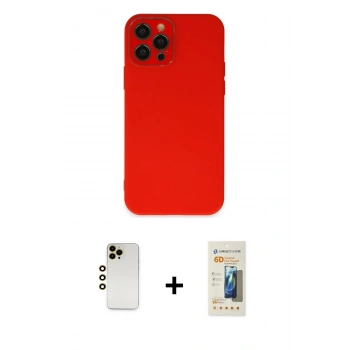 MARSİLYAN™- iPhone 12 Pro Max Kılıf Çekirdek Modern Serisi - Siyah 6D Mat Seramik Hayalet Nano Ekran Koruyucu + Shine Kamera Lens - GD