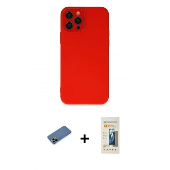 MARSİLYAN™- iPhone 12 Pro Max Kılıf Çekirdek Modern Serisi - Siyah 6D Mat Seramik Hayalet Nano Ekran Koruyucu + Shine Kamera Lens Koruma Cam - GD