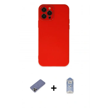 MARSİLYAN™- iPhone 12 Pro Max Kılıf Çekirdek Modern Serisi - Siyah Joko Magic 5D Cam + Metal Kamera Lens Koruma Cam - GD