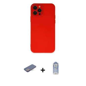 MARSİLYAN™- iPhone 12 Pro Max Kılıf Çekirdek Modern Serisi - Siyah Joko Magic 5D Cam + Renkli Kamera Lens Koruma Cam - PE