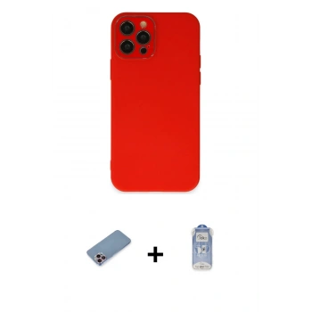 MARSİLYAN™- iPhone 12 Pro Max Kılıf Çekirdek Modern Serisi - Siyah Joko Magic 5D Cam + Shine Kamera Lens Koruma Cam - PE