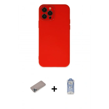 MARSİLYAN™- iPhone 12 Pro Max Kılıf Çekirdek Modern Serisi - Siyah Joko Magic 5D Cam + Shine Kamera Lens Koruma Cam - SABE