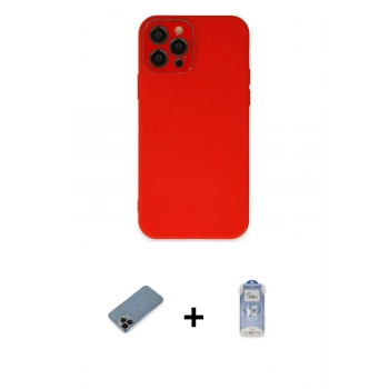 MARSİLYAN™- iPhone 12 Pro Max Kılıf Çekirdek Modern Serisi - Siyah Joko Magic 5D Cam + Shine Kamera Lens Koruma Cam - SH