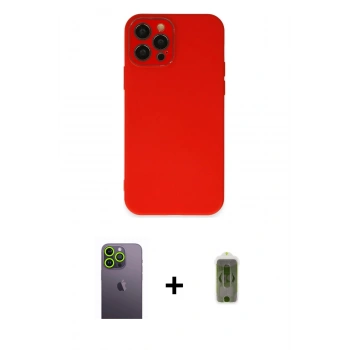 MARSİLYAN™- iPhone 12 Pro Max Kılıf Çekirdek Modern Serisi - Siyah Joko Magic 5D Hayalet Cam + Neon Fosforlu Kamera Lens - YL