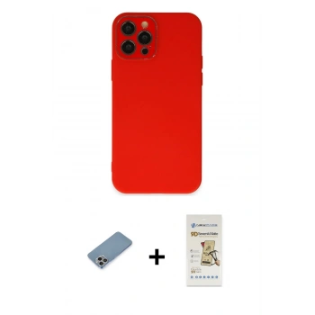 MARSİLYAN™- iPhone 12 Pro Max Kılıf Çekirdek Modern Serisi - Siyah Mat Seramik Nano Ekran Koruyucu + Shine Kamera Lens Koruma Cam - GI