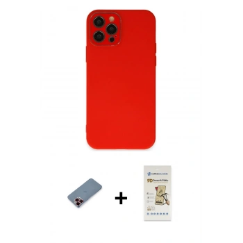 MARSİLYAN™- iPhone 12 Pro Max Kılıf Çekirdek Modern Serisi - Siyah Mat Seramik Nano Ekran Koruyucu + Metal Kamera Lens Koruma Cam - KI