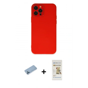 MARSİLYAN™- iPhone 12 Pro Max Kılıf Çekirdek Modern Serisi - Siyah Mat Seramik Nano Ekran Koruyucu + Shine Kamera Lens Koruma Cam - MI