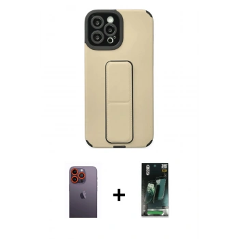 MARSİLYAN™- iPhone 12 Pro Max Kılıf Çekirdek Yansıma - Şeffaf 360 Full Body Arka Koruyucu + Neon Fosforlu Kamera Lens - TU