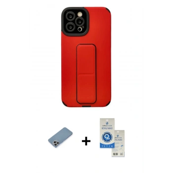 MARSİLYAN™- iPhone 12 Pro Max Kılıf Çekirdek Yansıma - Şeffaf Royal Nano Ekran Koruyucu + Shine Kamera Lens Koruma Cam - GI