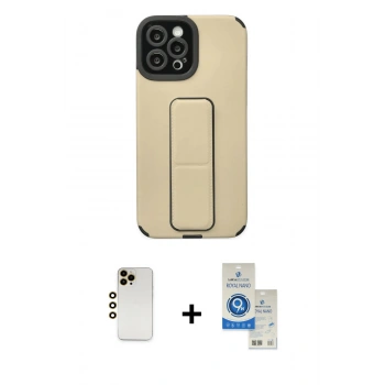 MARSİLYAN™- iPhone 12 Pro Max Kılıf Çekirdek Yansıma - Şeffaf Royal Nano Ekran Koruyucu + Shine Kamera Lens - GD