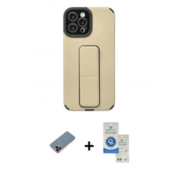 MARSİLYAN™- iPhone 12 Pro Max Kılıf Çekirdek Yansıma - Şeffaf Royal Nano Ekran Koruyucu + Metal Kamera Lens Koruma Cam - KI