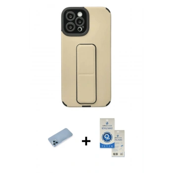 MARSİLYAN™- iPhone 12 Pro Max Kılıf Çekirdek Yansıma - Şeffaf Royal Nano Ekran Koruyucu + Shine Kamera Lens Koruma Cam - MI