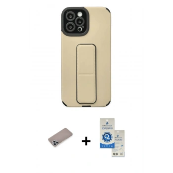 MARSİLYAN™- iPhone 12 Pro Max Kılıf Çekirdek Yansıma - Şeffaf Royal Nano Ekran Koruyucu + Shine Kamera Lens Koruma Cam - SABE