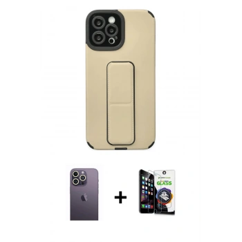 MARSİLYAN™- iPhone 12 Pro Max Kılıf Çekirdek Yansıma - Şeffaf Temperli Cam Ekran Koruyucu + Neon Fosforlu Kamera Lens - BZ