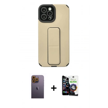 MARSİLYAN™- iPhone 12 Pro Max Kılıf Çekirdek Yansıma - Şeffaf Temperli Cam Ekran Koruyucu + Neon Fosforlu Kamera Lens - SI