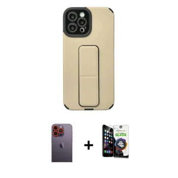 MARSİLYAN™- iPhone 12 Pro Max Kılıf Çekirdek Yansıma - Şeffaf Temperli Cam Ekran Koruyucu + Neon Fosforlu Kamera Lens - TU