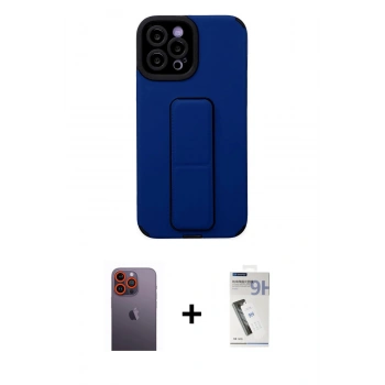 MARSİLYAN™- iPhone 12 Pro Max Kılıf Çekirdek Yansıma - Şeffaf Uv Polymer Nano Ekran Koruyucu + Neon Fosforlu Kamera Lens - TU