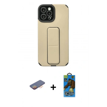 MARSİLYAN™- iPhone 12 Pro Max Kılıf Çekirdek Yansıma - Siyah 18D Cam Ekran Koruyucu + Renkli Kamera Lens Koruma Cam - TU